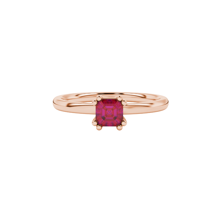 Asscher Eight-Prong Solitaire Gemstone Ring