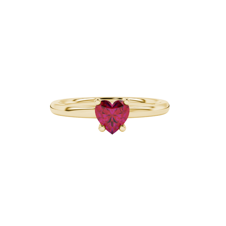 Heart Four-Prong Solitaire Gemstone Ring