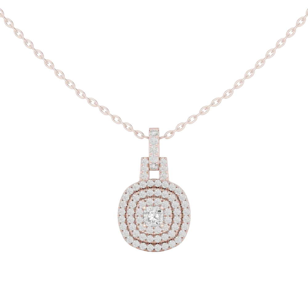 Cushion Lab Grown Diamond Triple Halo Pendant