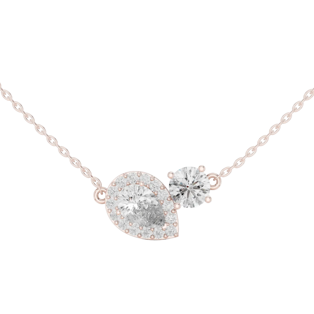 Pear & Round Lab Grown Diamond Halo Drop Pendant