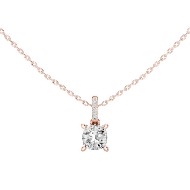 Cushion Lab Grown Diamond Pendant with Pavé Bail