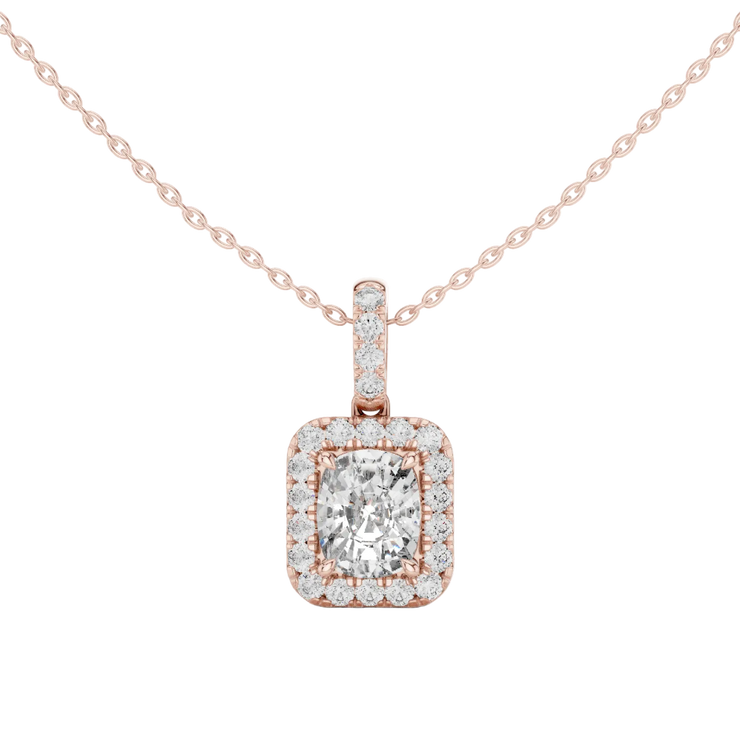 Luxury Cushion Lab Grown Diamond Halo Pendant