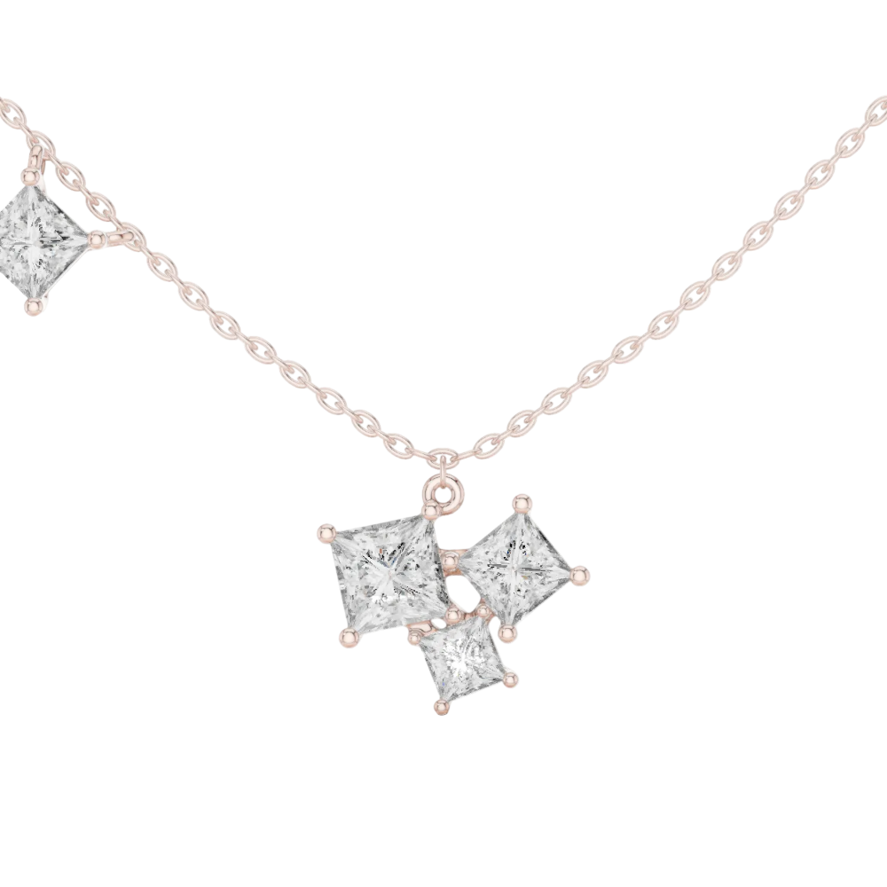 Princess Lab Grown Diamond Cluster Pendant