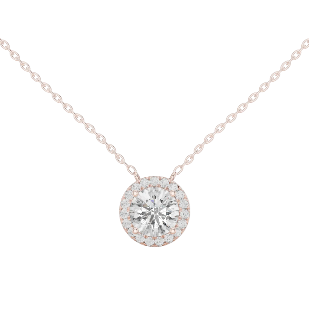 Round Lab Grown Diamond Halo Pendant