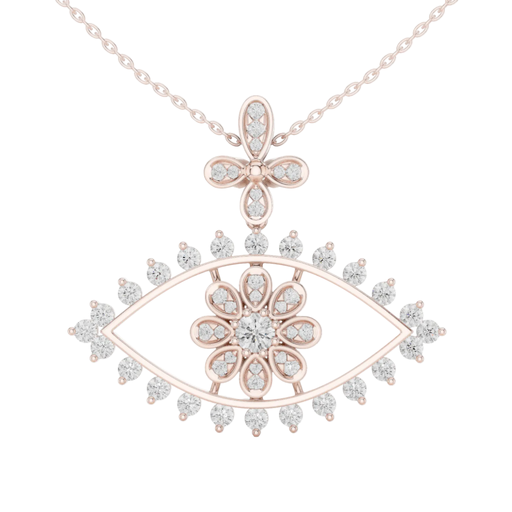 Evil Eye Floral Lab Grown Diamond Pendant