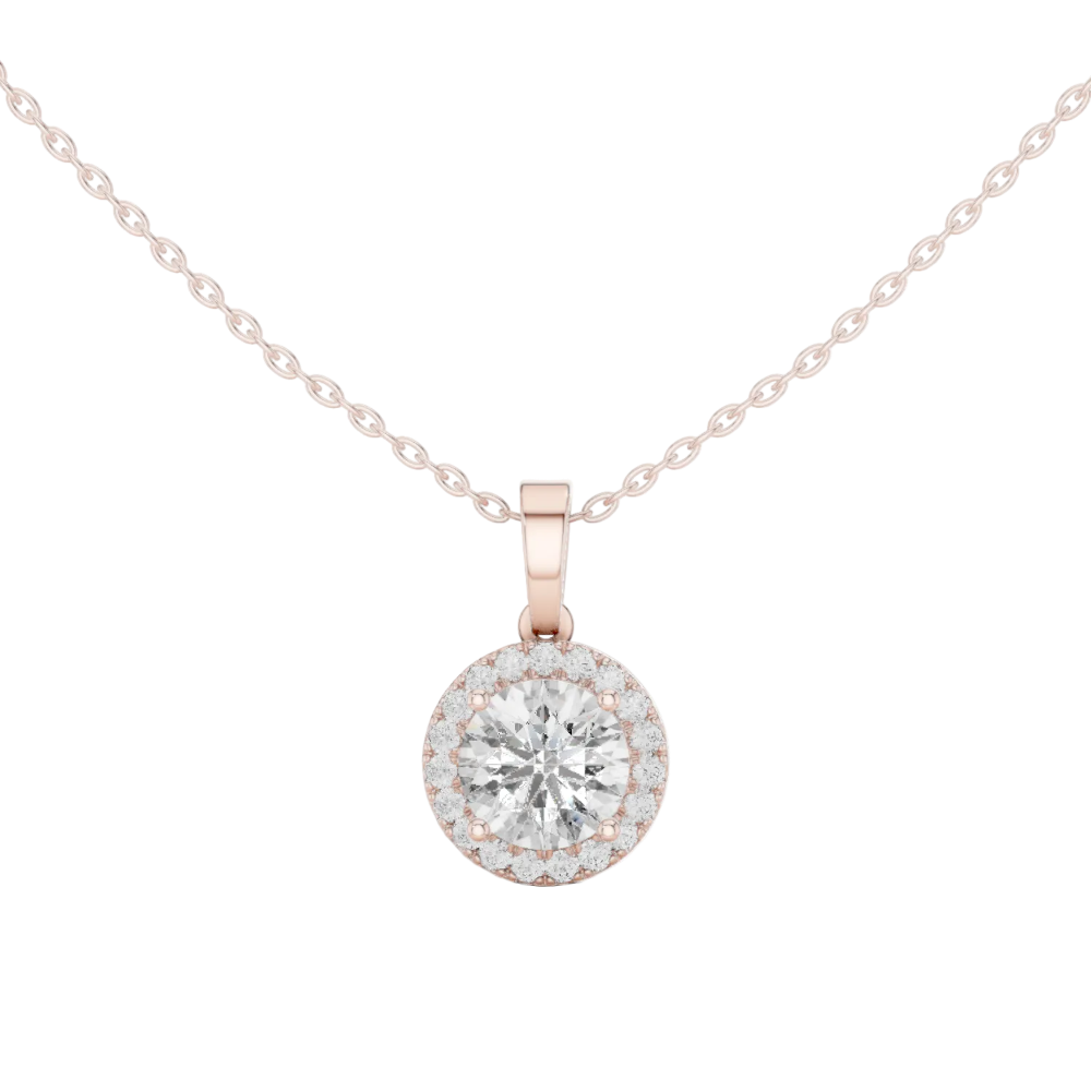 Classic Round Lab Grown Diamond Halo Pendant