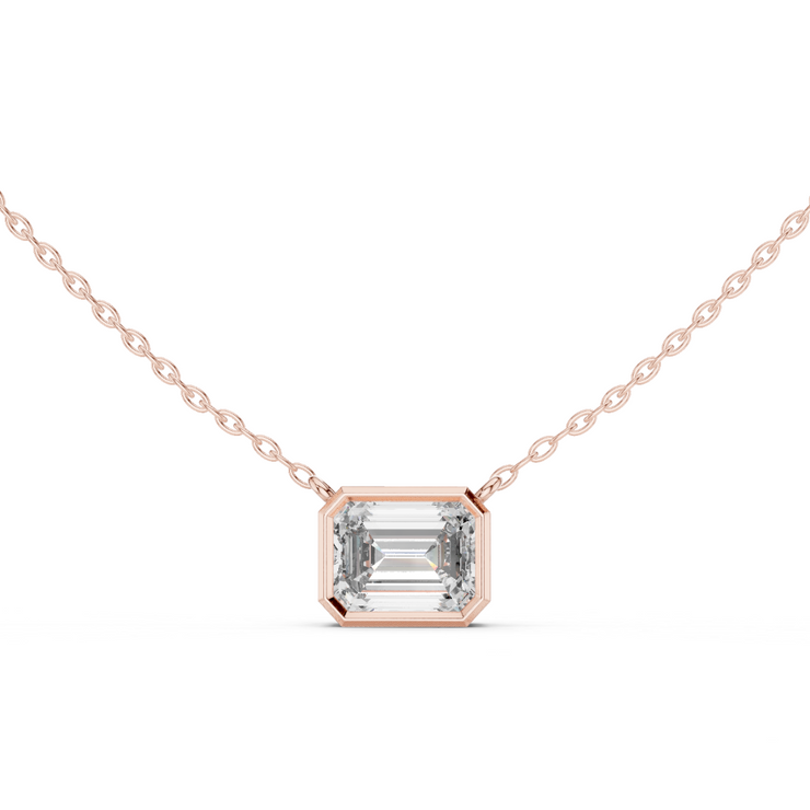 Emerald Cut Lab Grown Diamond East-West Bezel Pendant