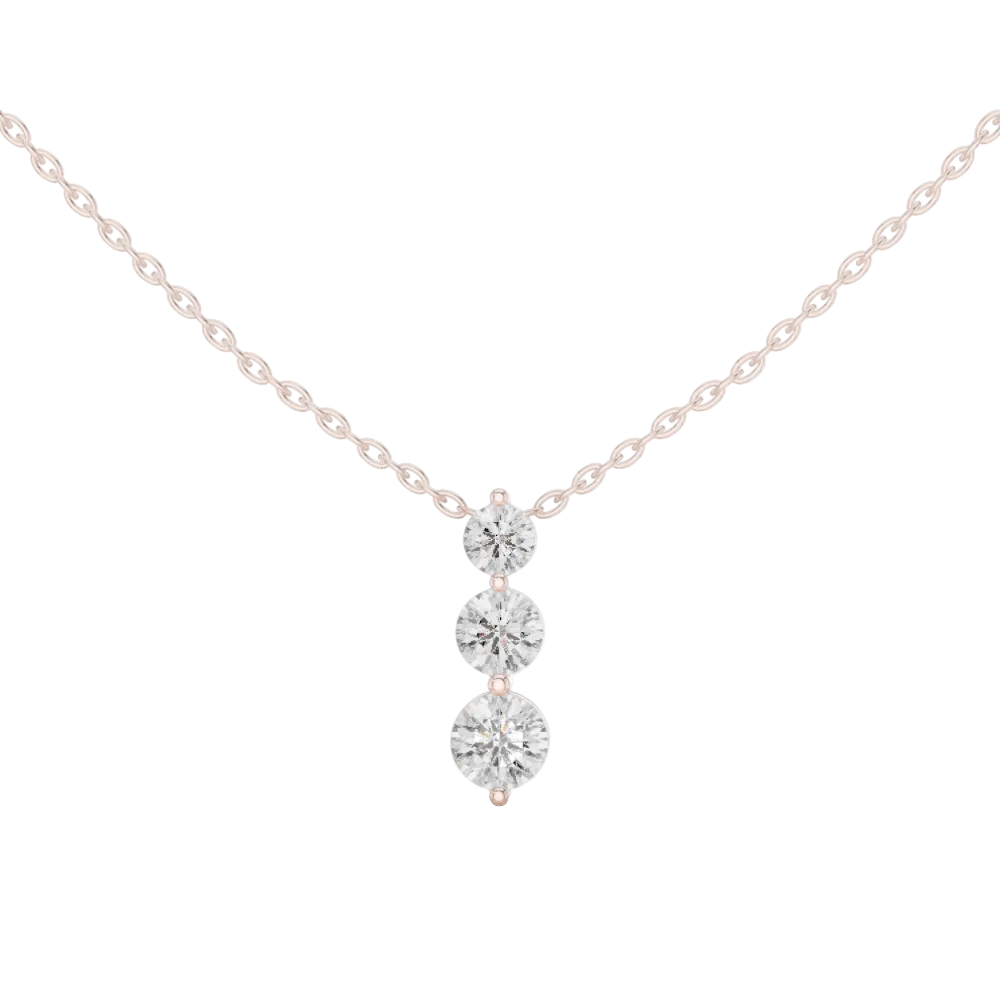 Round Lab Grown Diamond Three Stone Drop Pendant
