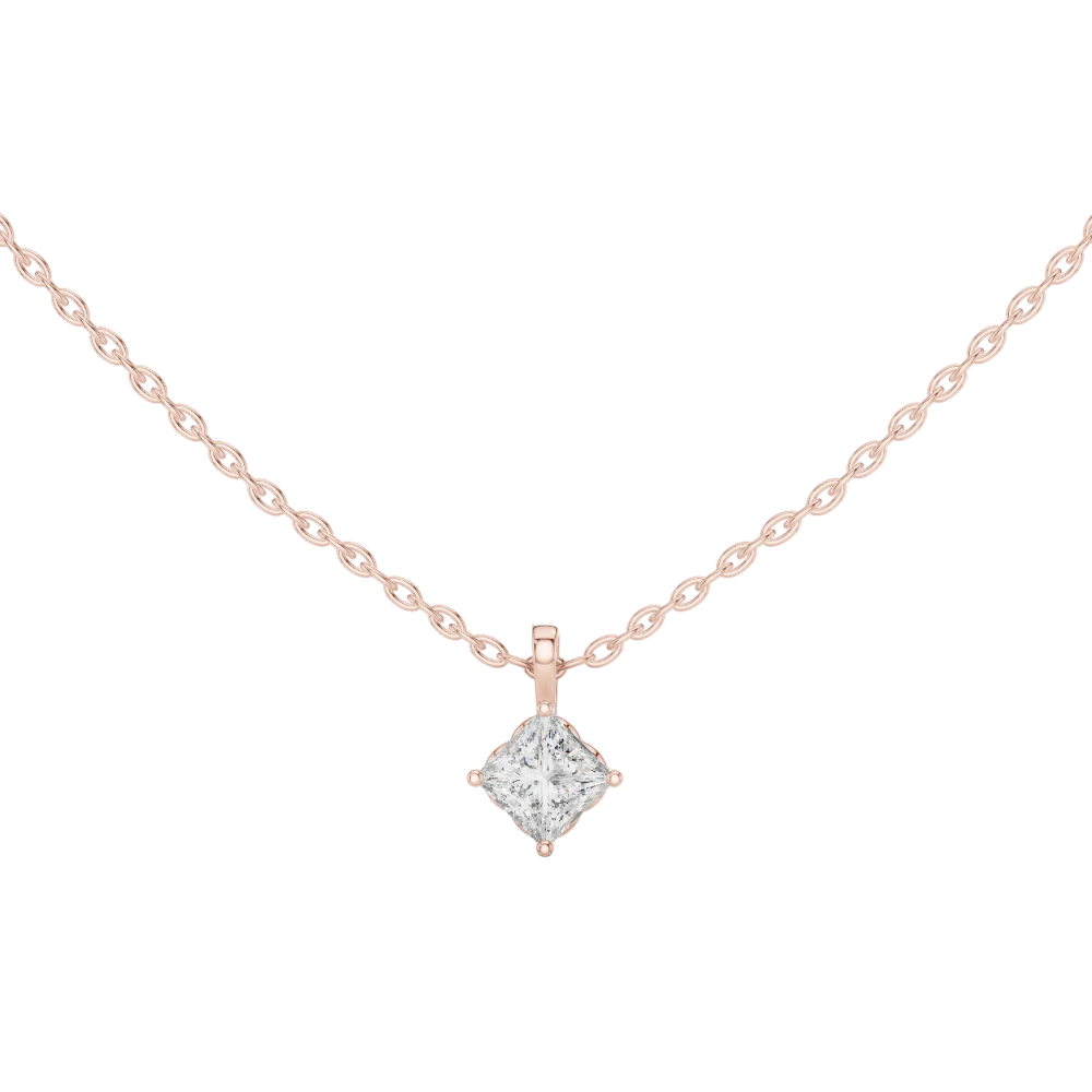 Princess Cut Lab Grown Diamond Minimalist Solitaire Pendant