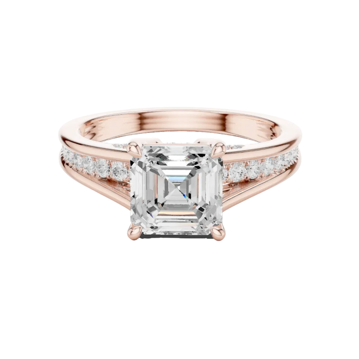 Asscher Cut Lab Grown Diamond Split Shank Engagement Ring