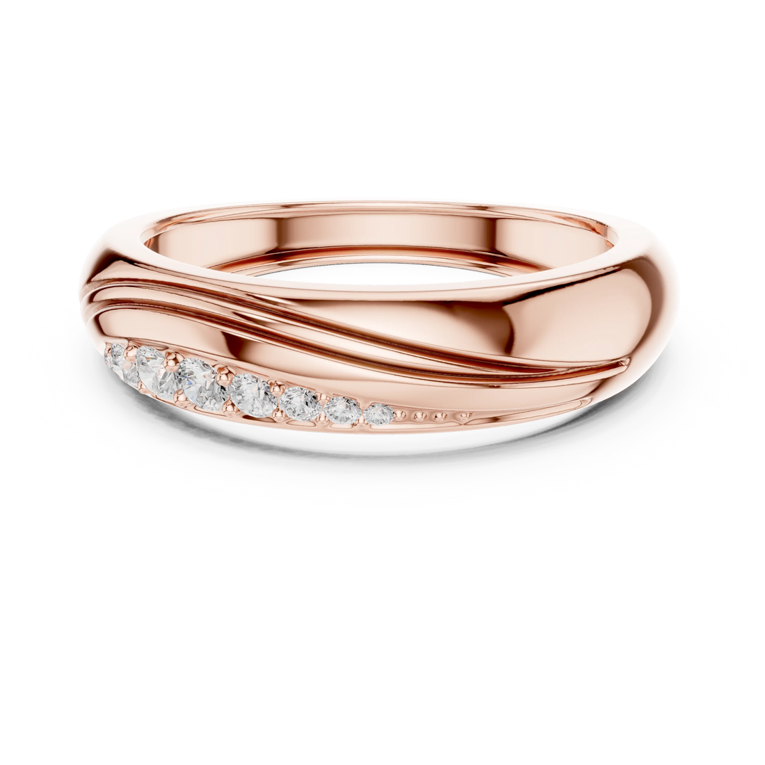 Round Diamond Curved Pavé Band