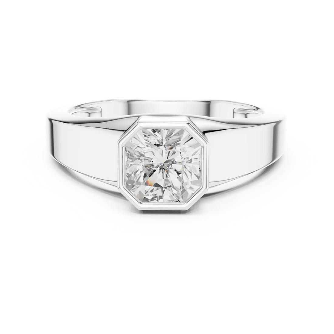Radiant Diamond Bezel Signet Ring