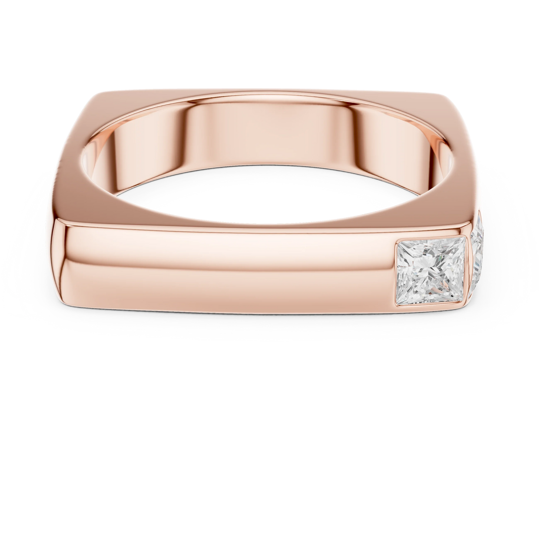 Princess Diamond Dual Bezel Wedding Band Ring