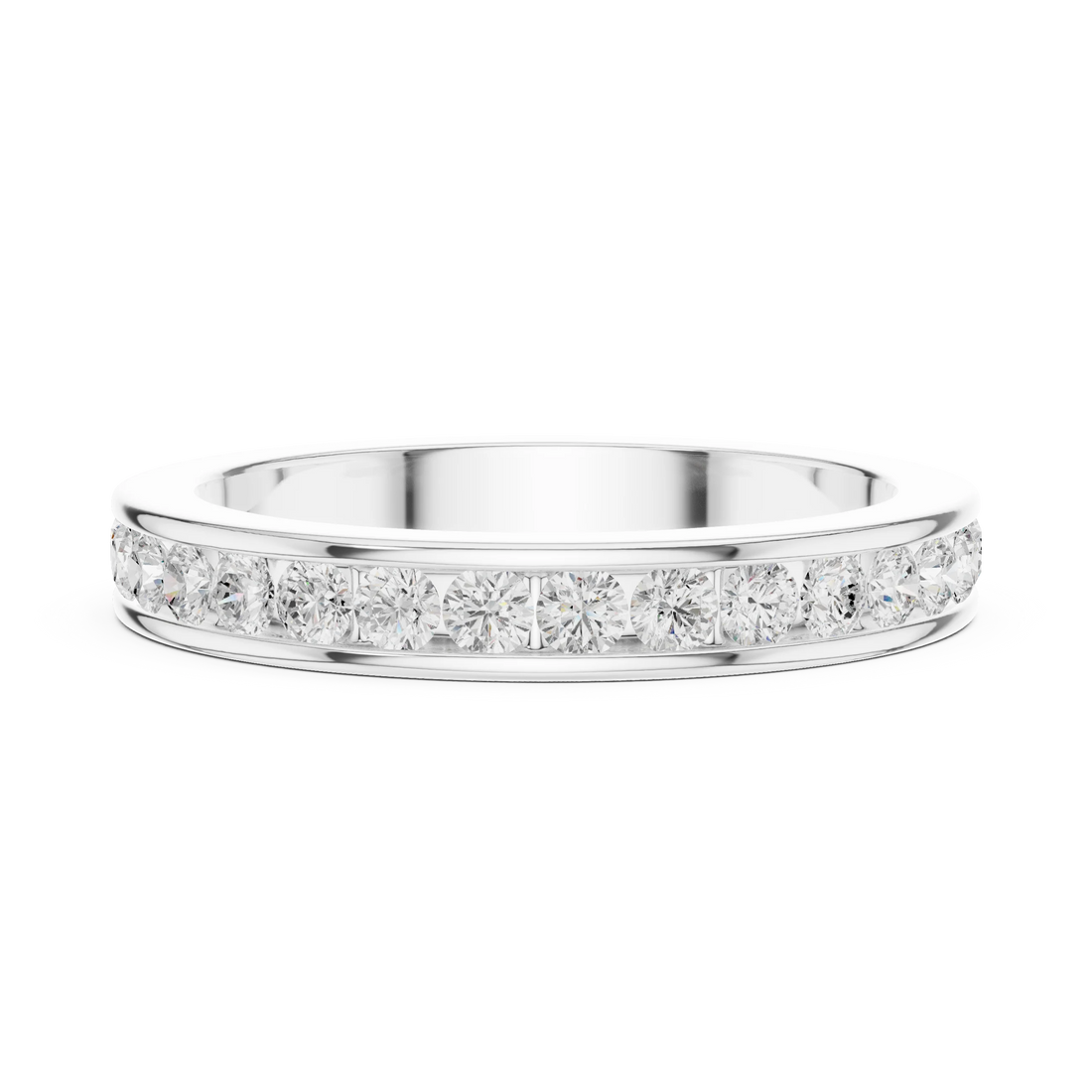 Round Diamond Channel Band Ring