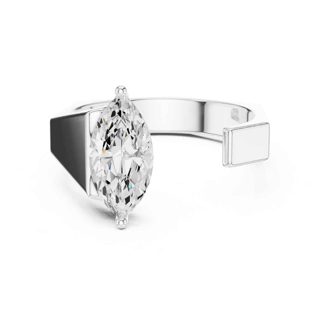 Marquise Diamond Open Signet Ring