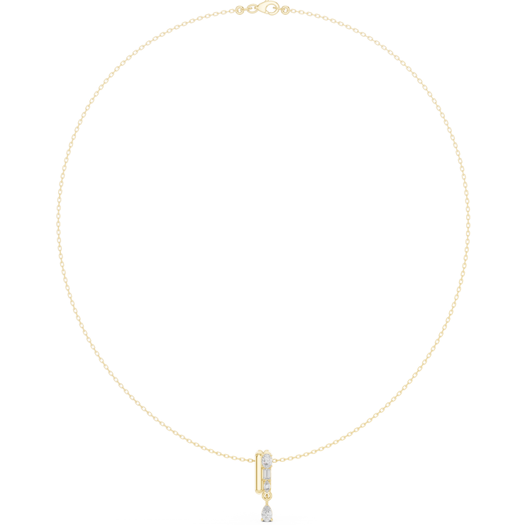 Multi Shape Lab Grown Diamond Bar Drop Pendant