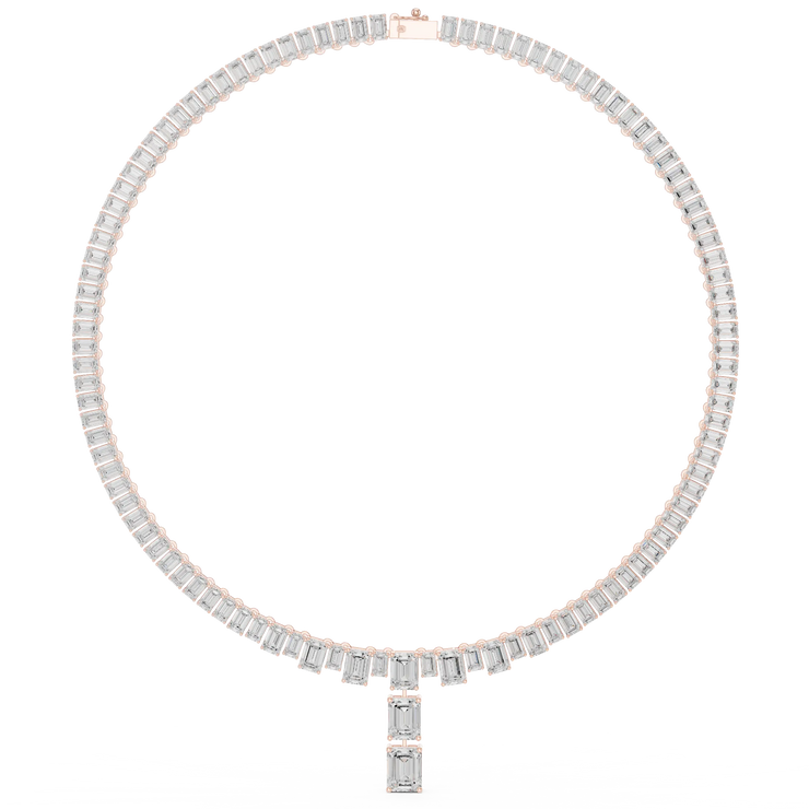 Emerald Cut Diamond Tennis Necklace (Four-Prong)