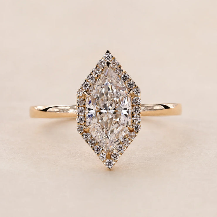 Dutch Marquise Cut Lab Grown Diamond Halo Engagement Ring