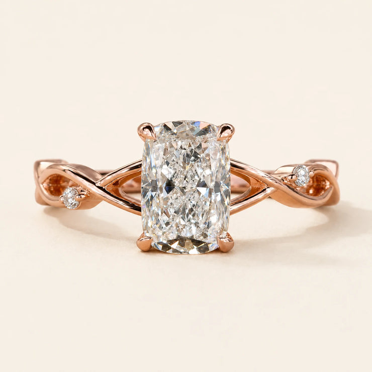 Elongated Cushion Lab Grown Diamond Cathedral Ring
