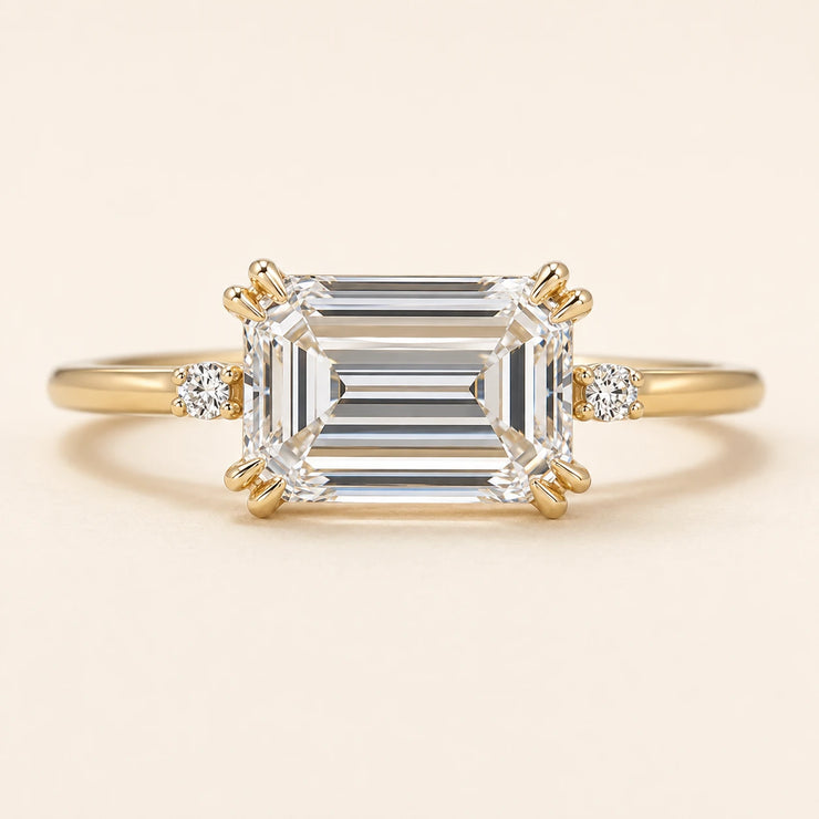 Emerald Cut Lab Grown Diamond East-West Engagement Ring