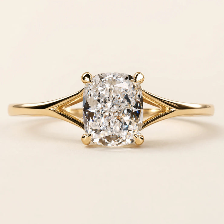 Elongated Cushion Lab Grown Diamond Split Cathedral Ring