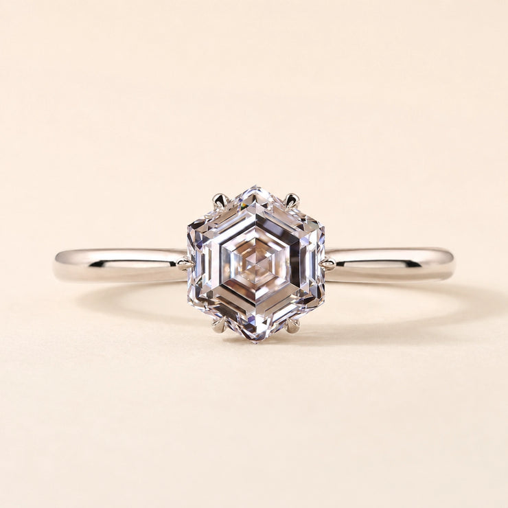 Hexagon Lab Grown Diamond Solitaire Engagement Ring