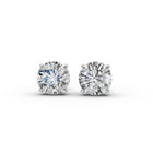 Round Lab Grown Diamond Halo Stud Earrings in yellow gold, front view