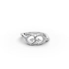 Round Lab Grown Diamond Twin Heart Ring in gold, front view