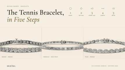 Round, emerald east-west and pear lab grown diamond tennis bracelets, Signora Journal buying guide