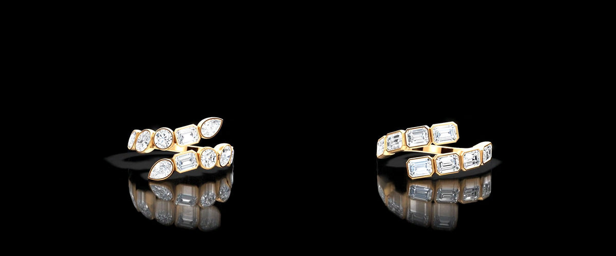 Cocktail lab grown diamond rings in yellow gold