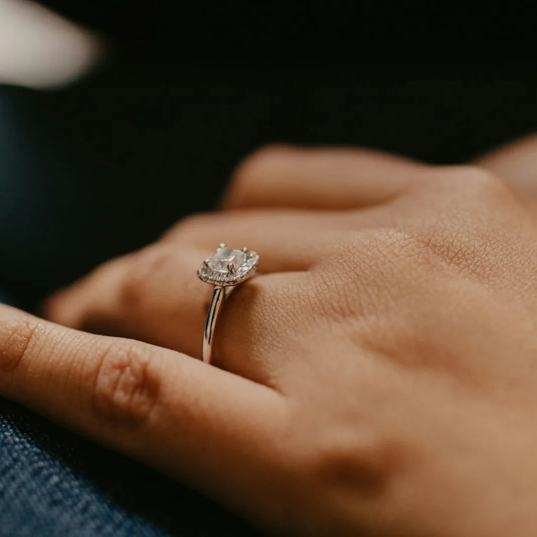 Silver solitaire diamond ring