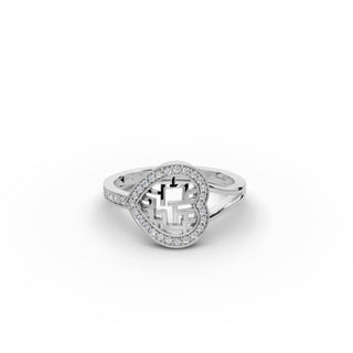 0.178 ct Round Lab Grown Diamond Heart Ring in gold, front view