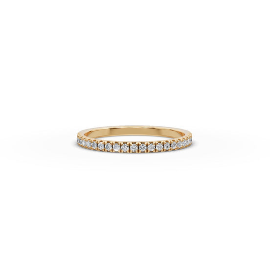 0.207 ct Round Lab Grown Diamond Prong Set Half Eternity Band in yellow gold, front view