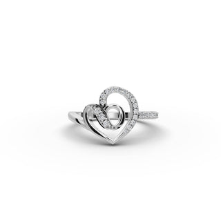 0.215 ct Round Lab Grown Diamond Heart Ring in gold, front view