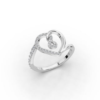 0.225 ct Round Lab Grown Diamond Heart Ring in gold, view 2