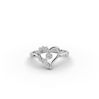 0.238 ct Round Lab Grown Diamond Heart Ring in gold, front view