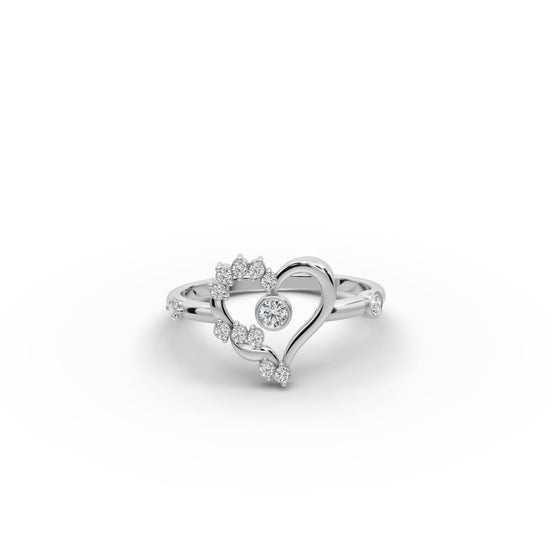 0.238 ct Round Lab Grown Diamond Heart Ring in gold, front view