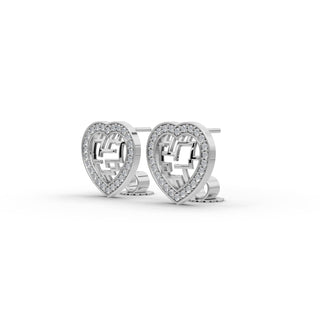 0.26 ct Round Lab Grown Diamond Heart Stud Earrings in silver, view 2