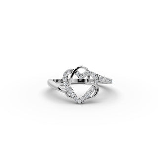 0.278 ct Round Lab Grown Diamond Heart Ring in gold, front view