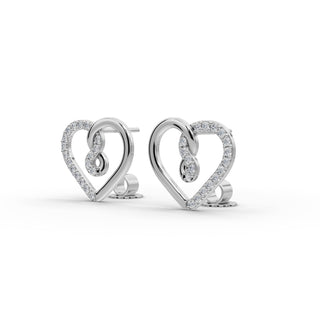 0.288 ct Round Lab Grown Diamond Heart Stud Earrings in silver, view 2