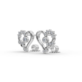 0.336 ct Round Lab Grown Diamond Heart Stud Earrings in silver, view 2