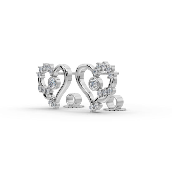 0.336 ct Round Lab Grown Diamond Heart Stud Earrings in silver, view 2