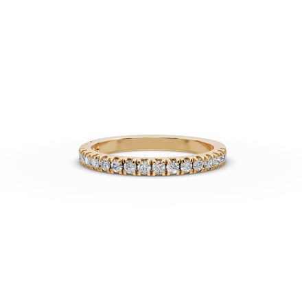 0.38 ct Round Lab Grown Diamond Prong Set Half Eternity Band in yellow gold, front view
