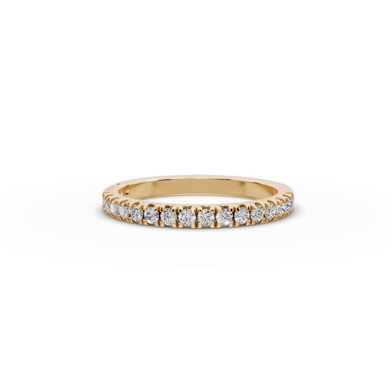 0.38 ct Round Lab Grown Diamond Prong Set Half Eternity Band in yellow gold, front view