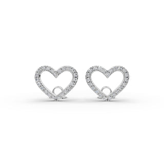 0.46 ct Round Lab Grown Diamond Heart Stud Earrings in silver, front view