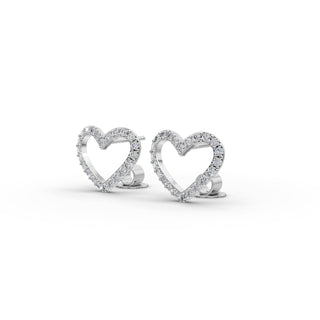 0.46 ct Round Lab Grown Diamond Heart Stud Earrings in silver, view 2