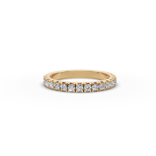 0.595 ct Round Lab Grown Diamond Prong Set Half Eternity Band in yellow gold, front view