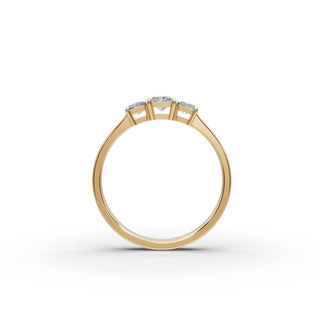 0.8 ct Radiant Lab Grown Diamond Three Stone Ring in yellow gold, view 2