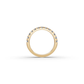 0.884 ct Round Lab Grown Diamond Prong Set Half Eternity Band in yellow gold, view 2