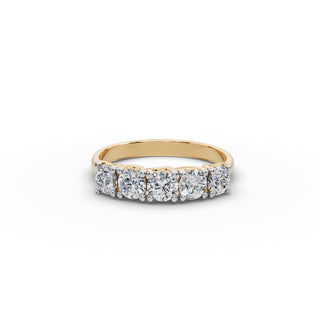 0.95 ct Round Lab Grown Diamond Five Stone Band in yellow gold, front view